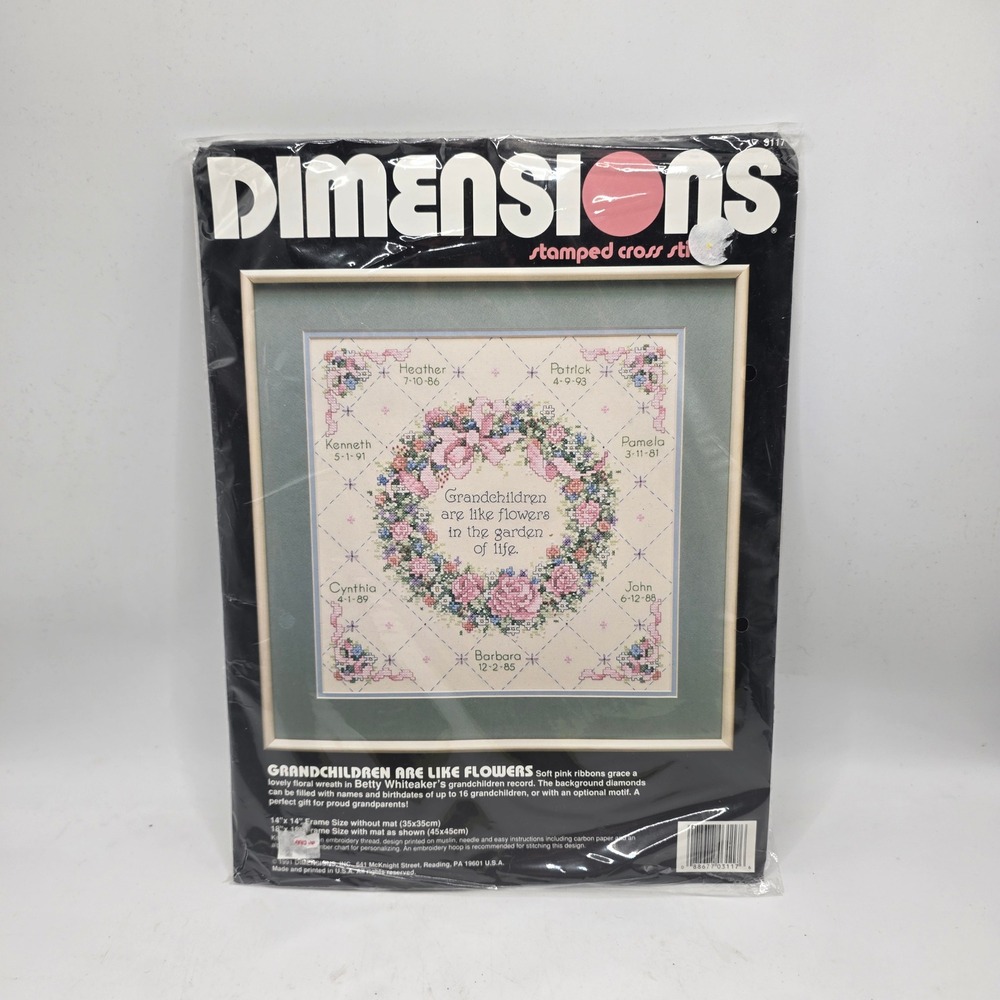 Dimensions Cross Stitch Kit Grandchildren Are Like Flowers 3117 Vintage 1991 DIY